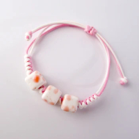Ceramic Cube Beads Hand-made Bracelet Bohemian Charm Bracelet For Women Gift Strand bracelets #EZ503