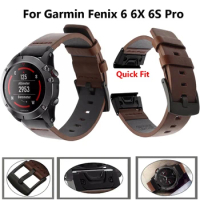 26mm 22mm Leather Strap Wristband for Garmin Fenix 7X 7 6X 6 Pro 5X 5 3HR Forerunner 965 955 Smart Watch Quick Release Bracelet
