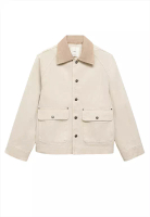 Mango Denim Parka Jacket With Contrasting Collar