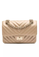 CHANEL 二手香奈兒復刻版 2.55 人字紋菱格紋金屬小牛皮單蓋包 224