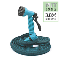 【CHINDAO 清島牌】3.8米高壓彈力伸縮水管附水管掛架(台灣製 滿水最長約750cm)