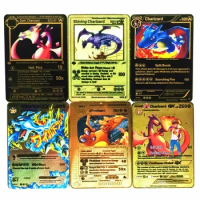 37set All Charizard Pikachu GX MEGA Gold Metal Card Super Game Collection Anime Cards Game Toys for Children Christmas Gift