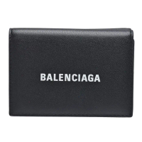 【Balenciaga 巴黎世家】經典品牌LOGO迷你暗釦三折短夾(黑594312-1I353-1090)
