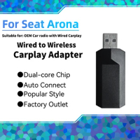 Plug and Play Apple Carplay Adapter for Seat Arona New Mini Smart AI Box USB Dongle Car OEM Wired Car Play To Wireless Carplay