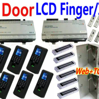 6 Door Access Controller,Web IP Remote Control 6 pcs of New Biometric Fingerprint/EM ID Card reader+UPS Power+Magentic lock kits