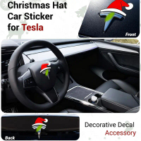 Tesla Santa Hat Tesla Logo Little Red Hat Christmas Car Sticker Tesla Little Hat