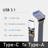 USB-C Type C Male Left Right UP Down Angled 90 Degree to USB Type A Male Data Cable USB 3.1 Type-c Flat Cable 0.1m/0.2m/0.5m/1m