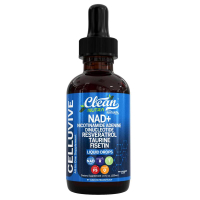 น้ำยา Clean Nutra Celluvive NAD+ Drops – NAD รีสเวอราทรอล ทอรีน ฟิสเทน ข้าวสาลี ขมิ้น วิตามิน C & E 