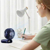 Portable Handheld Fan With Phone Holder Personal Foldable Standing Fan LED Digital Display USB Rechargeable Fan With 5 Speeds