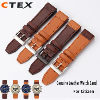 Genuine Leather Watch Band Men's 22mm For Citizen FF CA4500 Tudor IWC Cowhide Leather Strap Pin Buckle Style Soft Retro Belt