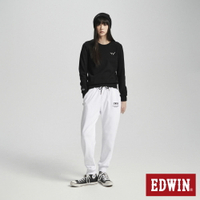 EDWIN 經典小W繡厚長袖T恤-女款 黑色