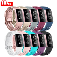 10pcs Sport Watch Strap for Fitbit Charge 3/Charge 4 Band Breathable Bracelet Watchband for Fitbit Charge 3 SE Charge 4 Straps