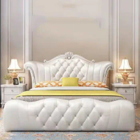 Storage aesthetic Bed Bases European Luxury White Sleeping european Modern Bed Frame Queen Design Camas De Casal Furnitures