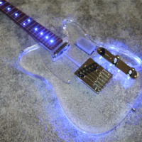 Good quality acrylic electric guitar with blue led light electricas electro electrique guitare guiter guitarra gitar guitars
