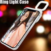 10 Fill Light Phone Case For iPhone 12 11 Pro Max Selfie Ring Light Beauty Ring Flash Phone Case For iPhone 6S 7 8 Plus X XS XR