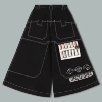 Y2K Fashion JNCO Streetwear Hip Hop Big Pocket Oversized Pants Graphic Print Jeans Men Women Harajuku High Waisted Wide Pants