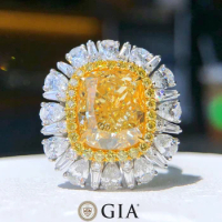 GIA Yellow Diamond Ring 10.01ct 18K Gold Fancy Light Yellow Diamonds Engagement Female Rings for Women Fine Diamonds Ring