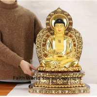 56cm large Buddhist high-grade home patron saint gold gilding Sakyamuni Amitabha buddha statue TOP efficacious Talisman Mascot