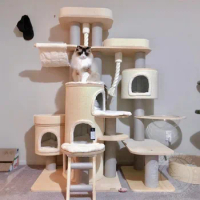 Cat climbing frame, cat nest, cat tree, solid wood, large cat frame, cat house, luxury park, space capsule