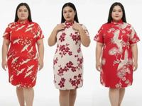DRESS WANITA JUMBO BIG SIZE 32A CHEONGSAM CHINESE SHANGHAI XXL XXXL LD 120cm PESTA KONDANGAN IMLEK B