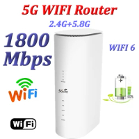 5G Router Wireless Router with SIM Card Slot 1800Mbps 2.4G+5G CPE Modem Router Hotsport Router Multiple Network Interfaces