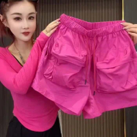 Y 2k Hip Hop Street Wear Cargo Pants Oversize Fashion Hot Cycling Shorts Pants Women's Design Big Pocket Cargo Pants Yk2 Grunge