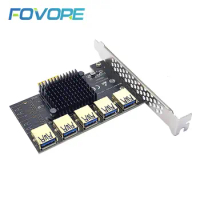 PCIE 1 to 5 Riser Adapter PCI Express Riser Card for Graphic Card and Bitcoin Miner Mining Boost Your Mining Rig