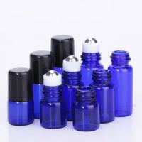 Hot Selling 1ml 2ml 3ml 5ml glass roller bottle vial cobalt blue cosmetic essential oil perfume roller ball bottle Free Ship