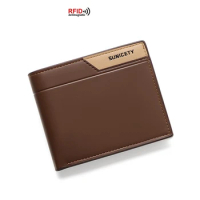 Wallets Mens Slim RFID BlockingAnti theft brush with Coin Pocket 2 Banknote Compartments Credit Card Holders Wallet for Men