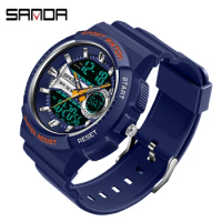 SANDA G Style Sport Couple Digital Watch LED Dual Display Watches 50M Waterproof Wristwatch Shock Male Clock Relogio masculino