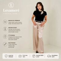 Lexamerè - Diora Satin Pants Celana Panjang Champagne Olive Wanita Kulot Satin Premium High Waist Hi