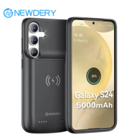NEWDERY S24 Battery Charger Case for Samsung Galaxy S24 5G 6.2" Portable Power Bank Cover Wireless Charging Battery Pack 5000mAh