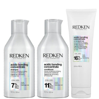 Redken Acidic Bonding Concentrate Shampoo, Conditioner and 5-Minute Liquid Hair Mask Bond Repair Bun