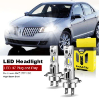 2PCS For Lincoln MKZ 2007-2012 High Beam Led Bulb H7 Without Fan Headlight Bulb 60W 6000K Plug and Play 12V H7