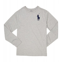 美國百分百【全新真品】Ralph Lauren T恤 RL 長袖 polo 素面 大馬 上衣 灰色 XS號 J181