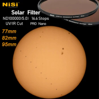 Nisi Solar Filter ND100000 5.0 16.6 Stops 77Mm 82Mm 95Mm High-Precision UV/IR Cut ND Filter for Solar Eclipse Photography