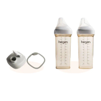 【hegen】兩支必備組-330ml-『寬口奶瓶 330ml 雙瓶組+水杯蓋』(母嬰用品 新生禮 月子中心)