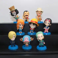 9/12Pcs/Set One Piece Anime Nami Luffy Zoro Robin Franky Q Version WCF Fight Series Statue Toys Action Figure Model Dolls Decor