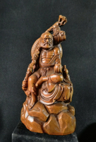 （舊藏）小葉黃楊木雕~達摩祖師擺飾，高18直徑9厘米，重約3