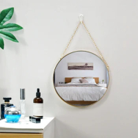 1pc Round Hanging Mirror Metal Wall Mount Mirror Art Toilet Bathroom Decor Nordic Style Mirror