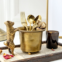歐式進口軟裝家居黃銅雕花筆筒書桌辦公室整理收納桶餐具筷子籠
