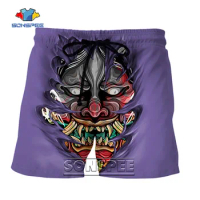 SONSPEE Japanese Samurai 3D Print Shorts Men Women Horror Mask Graphic Short Pants Personality Street Hip-hop Style Sportswear