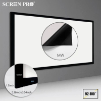 92"-100" Home Theater Wall Projection Screen White With Frame For HD 4K Short Throw/Long Throw Projector Screen