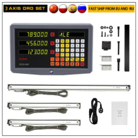 SINO 3 Axis Digital Readout Display Set DRO 3pcs Grating Glass Linear Scale Ruler Encoder Sensor 100~1000mm for Milling Tool