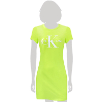 【Calvin Klein 凱文克萊】短袖LOGO休閒連身洋裝-檸檬黃色(XS~L號)