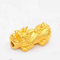 Pure 24K Yellow Gold Bracelet Women 999 Gold 3D Dragon Son Pixiu Bracelet
