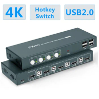 Dual monitor HDMI KVM Switch 4 port USB HDMI KVM Switch 4K 60Hz KVM HDMI 2.0 Switch Switcher for PC monitor mouse keyboard share