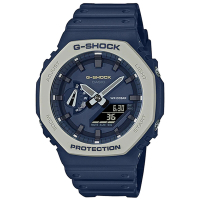 G-SHOCK 經典八角造型個性亮眼雙顯休閒錶-海軍藍X灰框(GA-2110ET-2A)/45.4mm
