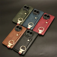 For Realme 11 4G Anti-Shock Business Leather Wristband Cover Case For OPPO Realme 11 4G Realme11 Non-Slip Protective Case