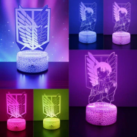 3D Lamp Attack on Titan Anime Figure Gaming Lamps Levi LED Night Light RGB Remote Control Home Room Decor Child Nightlight Gifts